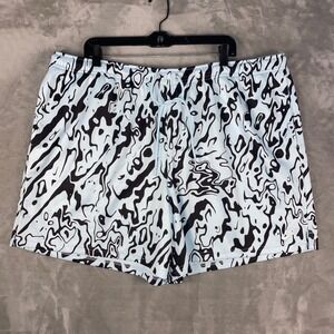 Nike Club Mesh Shorts XXL Light Blue Black Abstract Print Standard Fit NWT